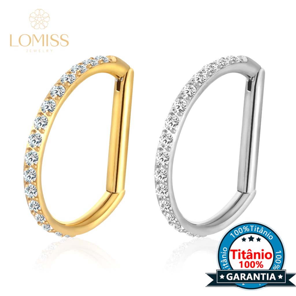 Piercing Septril Rook Conch Nariz Meia Argola Titânio Pvd Segmento Articulado Zircônia