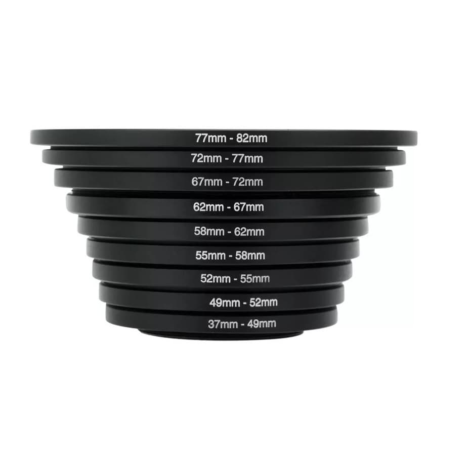 Kit Anel 9 Adaptador P/filtro Nd Câmera 49mm 77mm Step Up