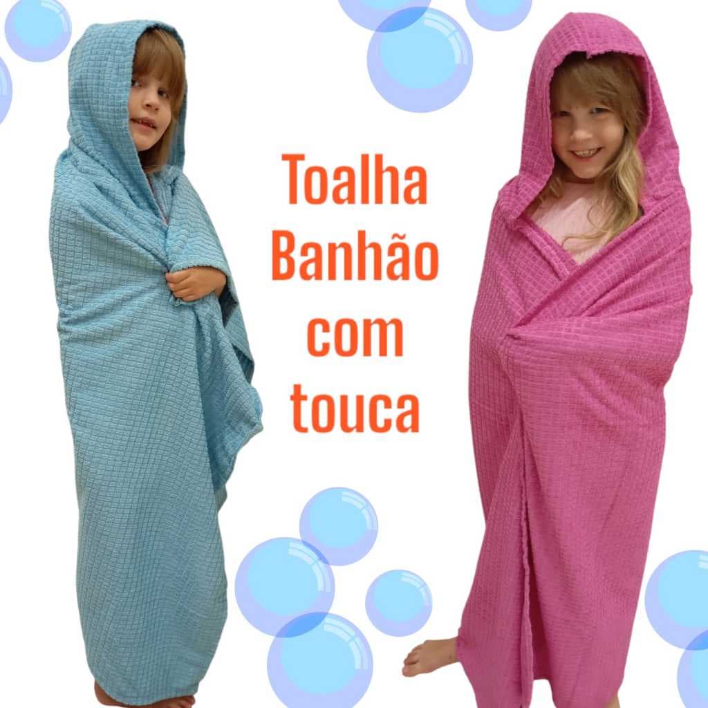 Toalha de Banho Infantil Banhão Gigante com Touca Macia Suave