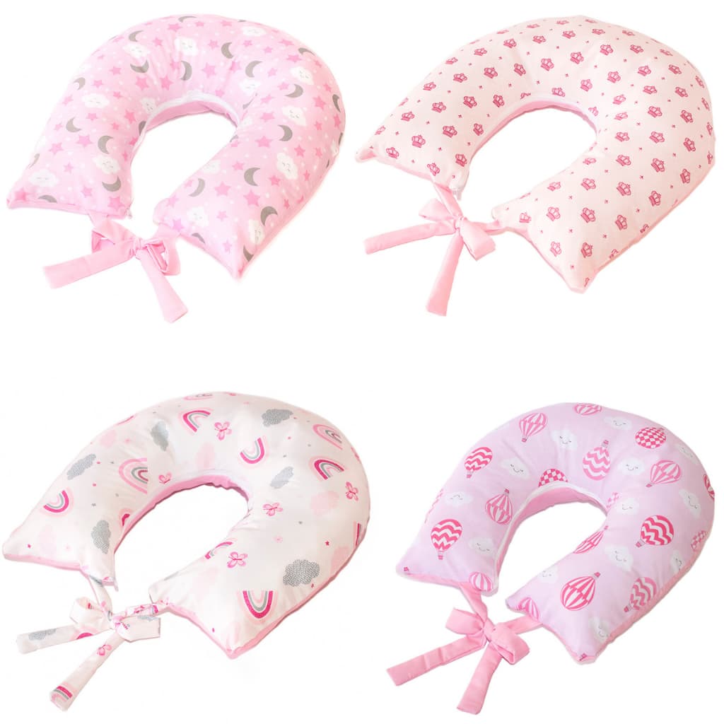 Almofada amamentação para amamentar com laço e ziper estampas de menina