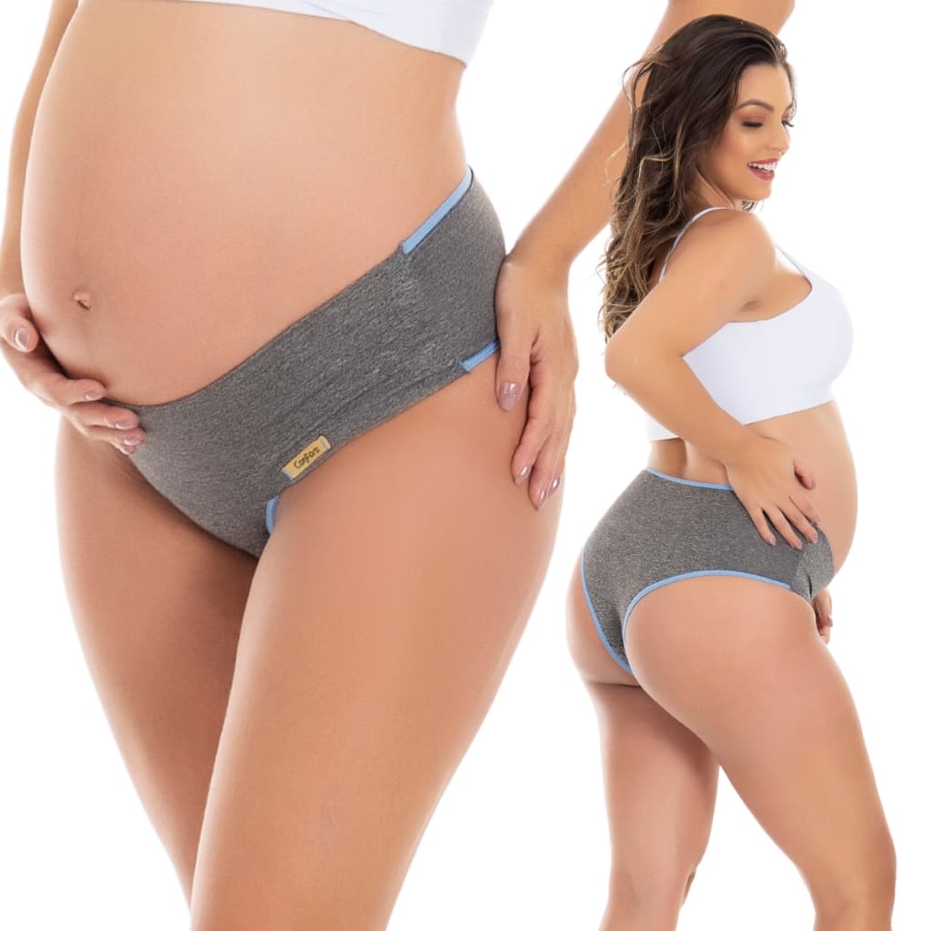 Kit 5 Calcinhas Gestante Super Conforto Lingerie Cós Alto Tanga Grávida Pós Parto Maternidade