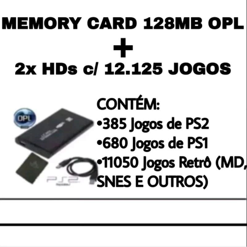 Kit 2x Hds + Memory Card 128mb p/salvar os jogos