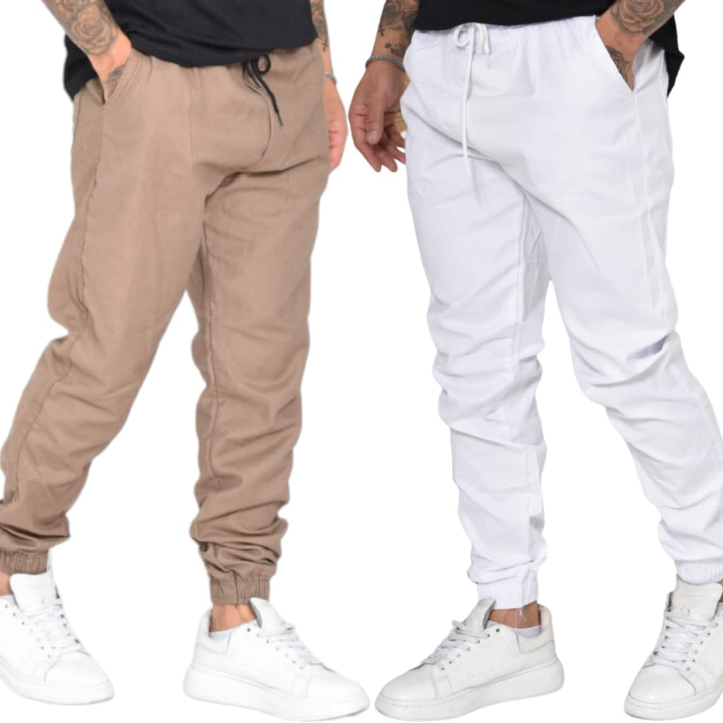 Combo 2 Jogger Estilo Moderno Lisa Tecido Sarja Premium Swag