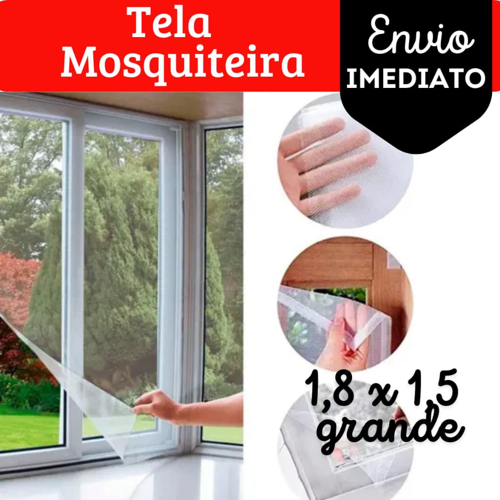 Tela Mosquiteira GRANDE Janela Ajustável 1,80Mx1,50M Anti Insetos Dengue Mosquito