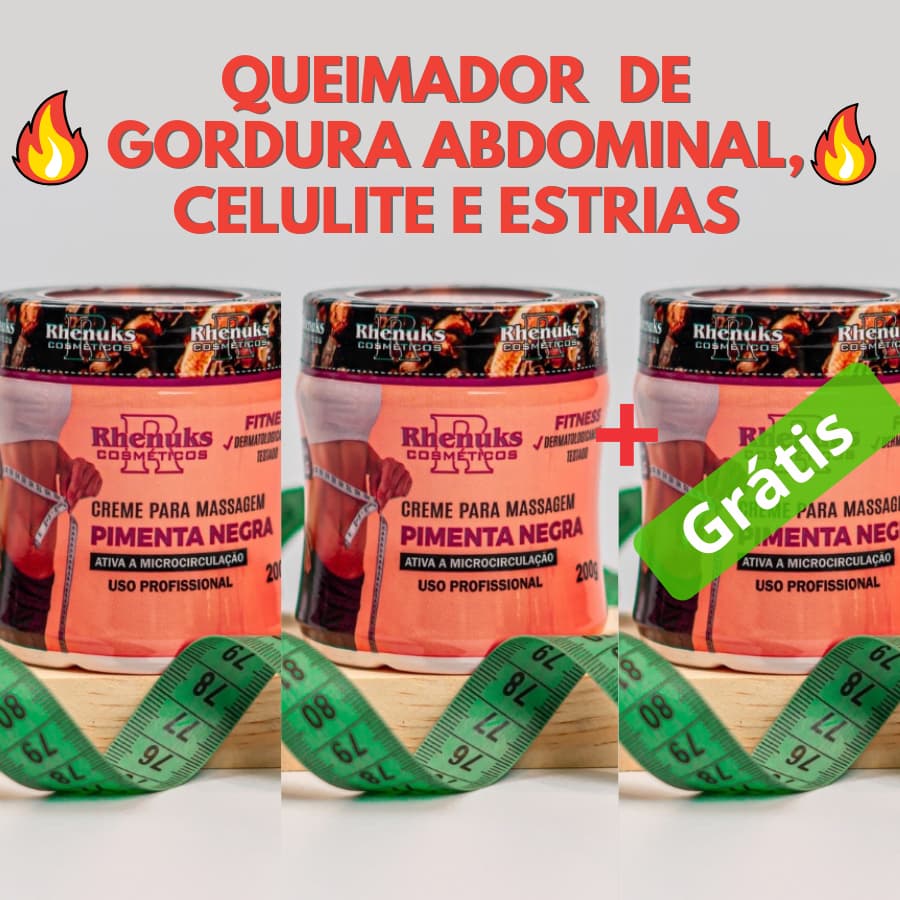 Kit 3 Gel Creme Massageador Pimenta Negra 200G Rhenuks