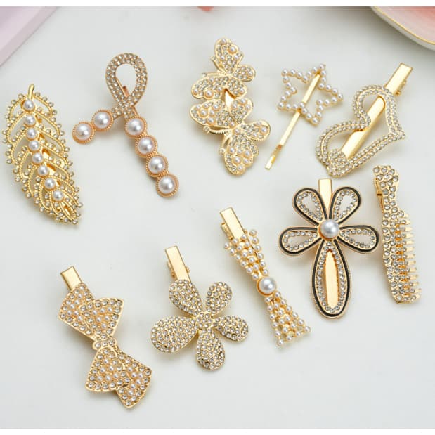 6 grampos de cabelo/com strass