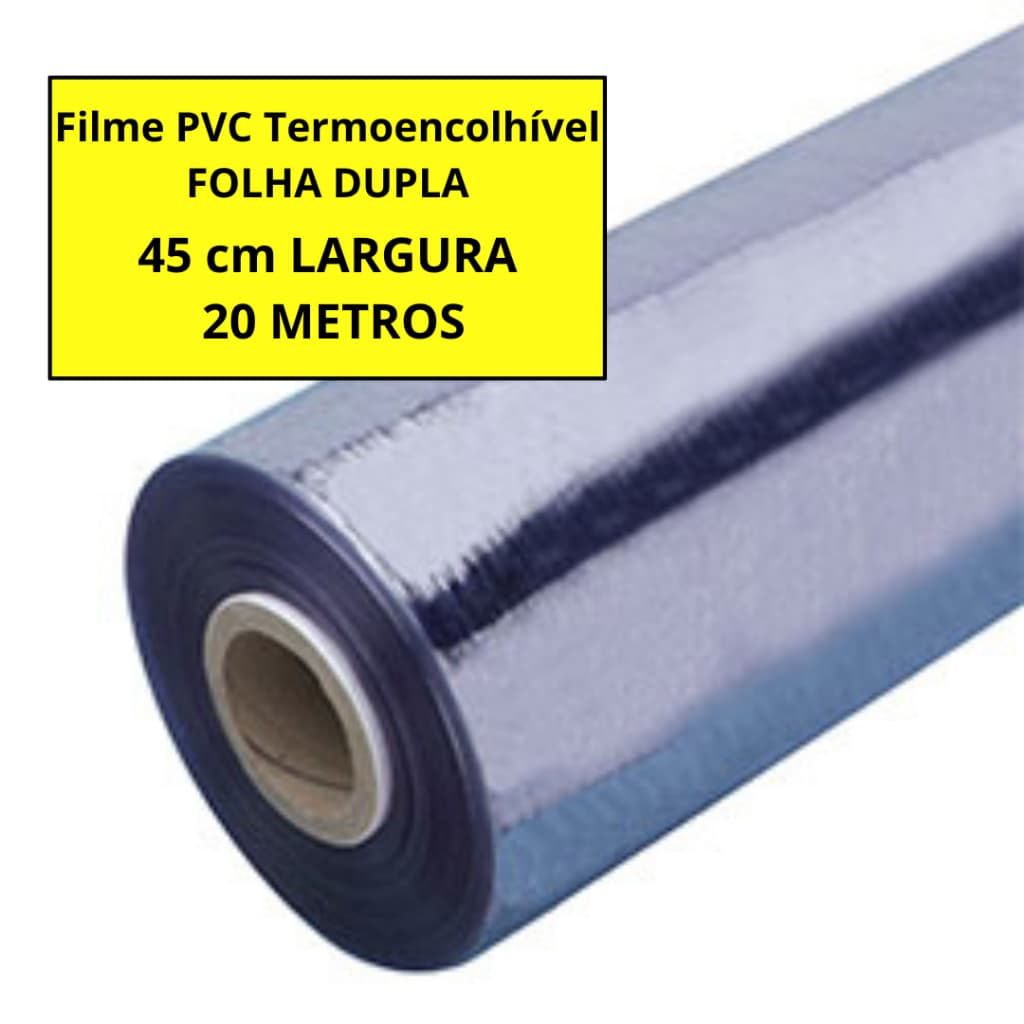 Bobina Filme PVC Termoencolhivel 45 cm - 20 metros FOLHA DUPLA