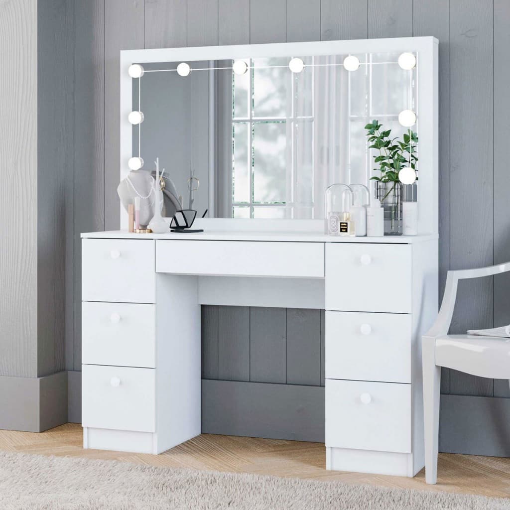 Penteadeira Ditália 7 Gav. PE-80 Branco c/ Kit Luz Camarim