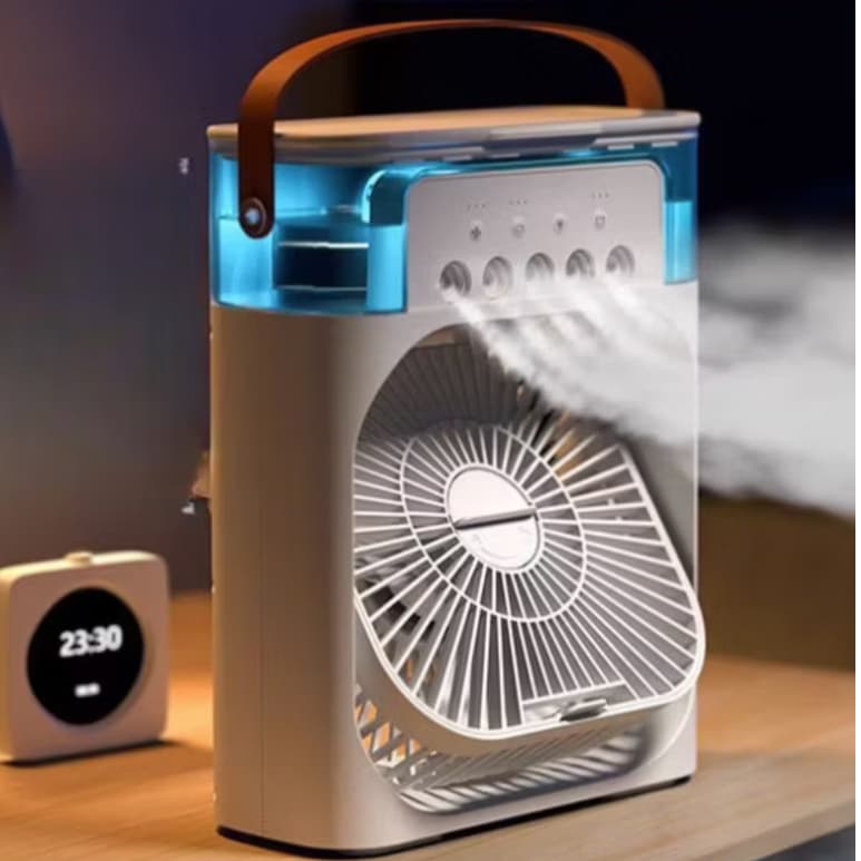 Ventilador Mini Umidificador Purificador De Ar Condicionado USB Portátil Com Led Reservatório Gelo