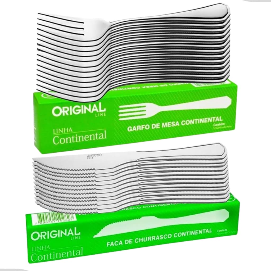 Kit Jogo Talheres 12 Garfos 12 Facas Churrasco Aco Inox Mesa Pecas Restaurante Buffet