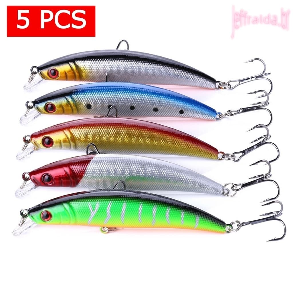 Kit 05 Iscas Artificiais Importadas 1/2 Meia Água de 9 cms e 8,5 gramas Pesca Tucunaré Traíra Dourado Robalo Black Bass