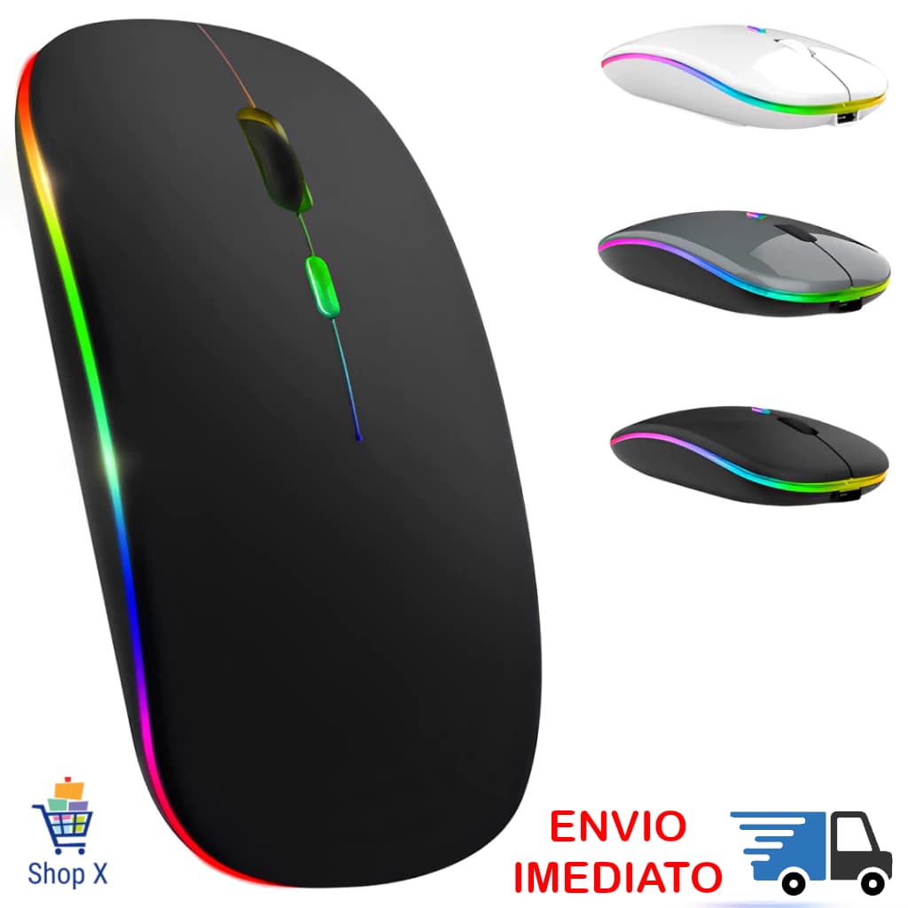 Mouse Sem Fio Recarregável Bluetooth Wireless Led RGB Bateria Interna Ergonômico Silencioso