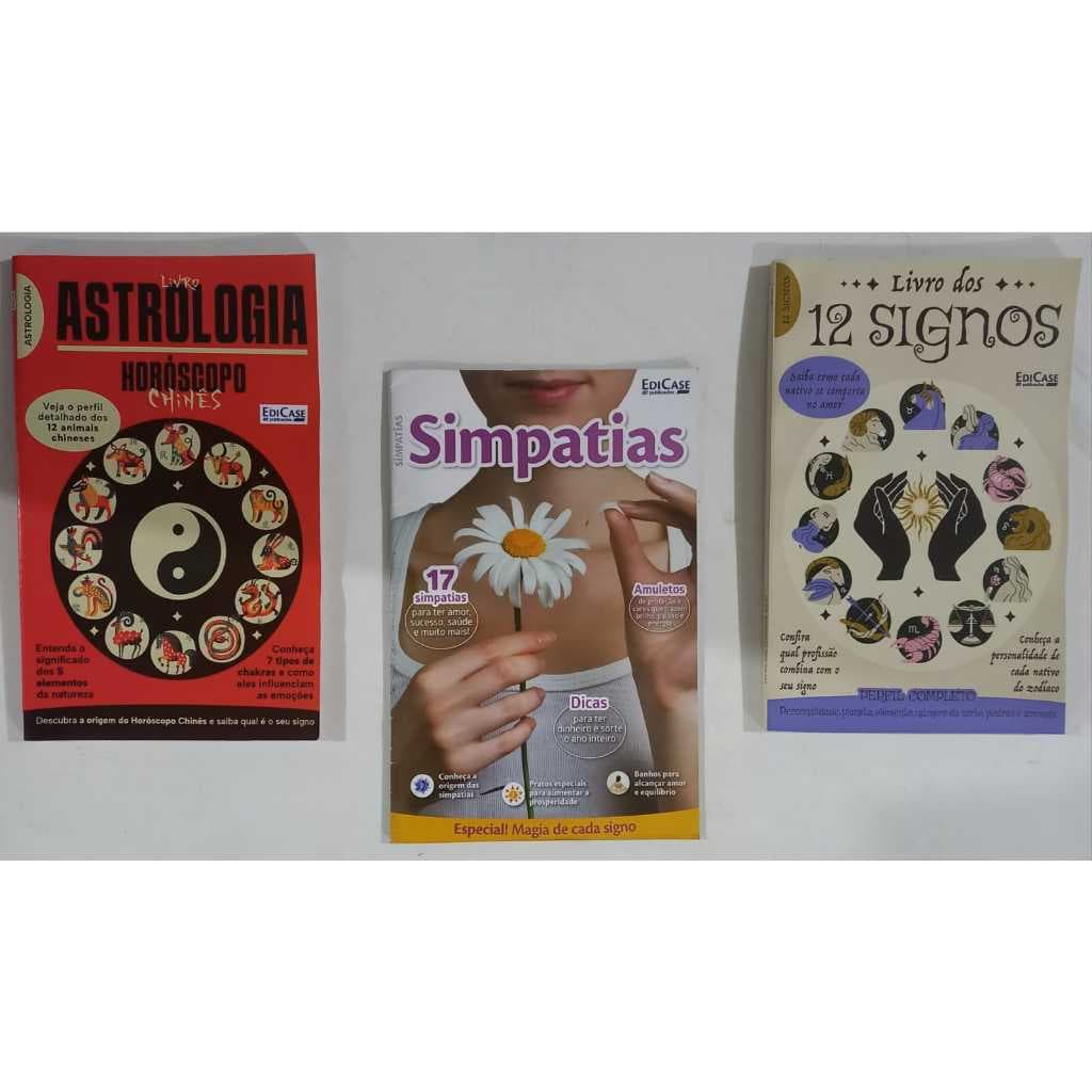 Kit 3 Livros : SIMPATIAS - LIVRO DOS 12 SIGNOS e LIVRO ASTROLOGIA Horóscopo CHINÊS