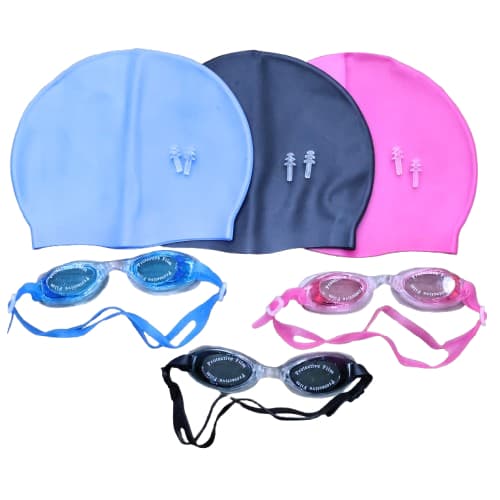 Kit 2 Pecas Touca de natação/óculos/ Natação Óculos e Touca Infantil e Adulto piscina （kit touca+oculos -- 001）