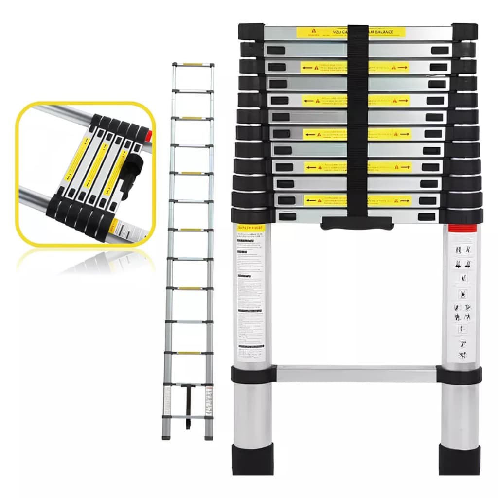 Escada Reta Alumínio Retrátil Resistente Telescópica 5 M e 4M