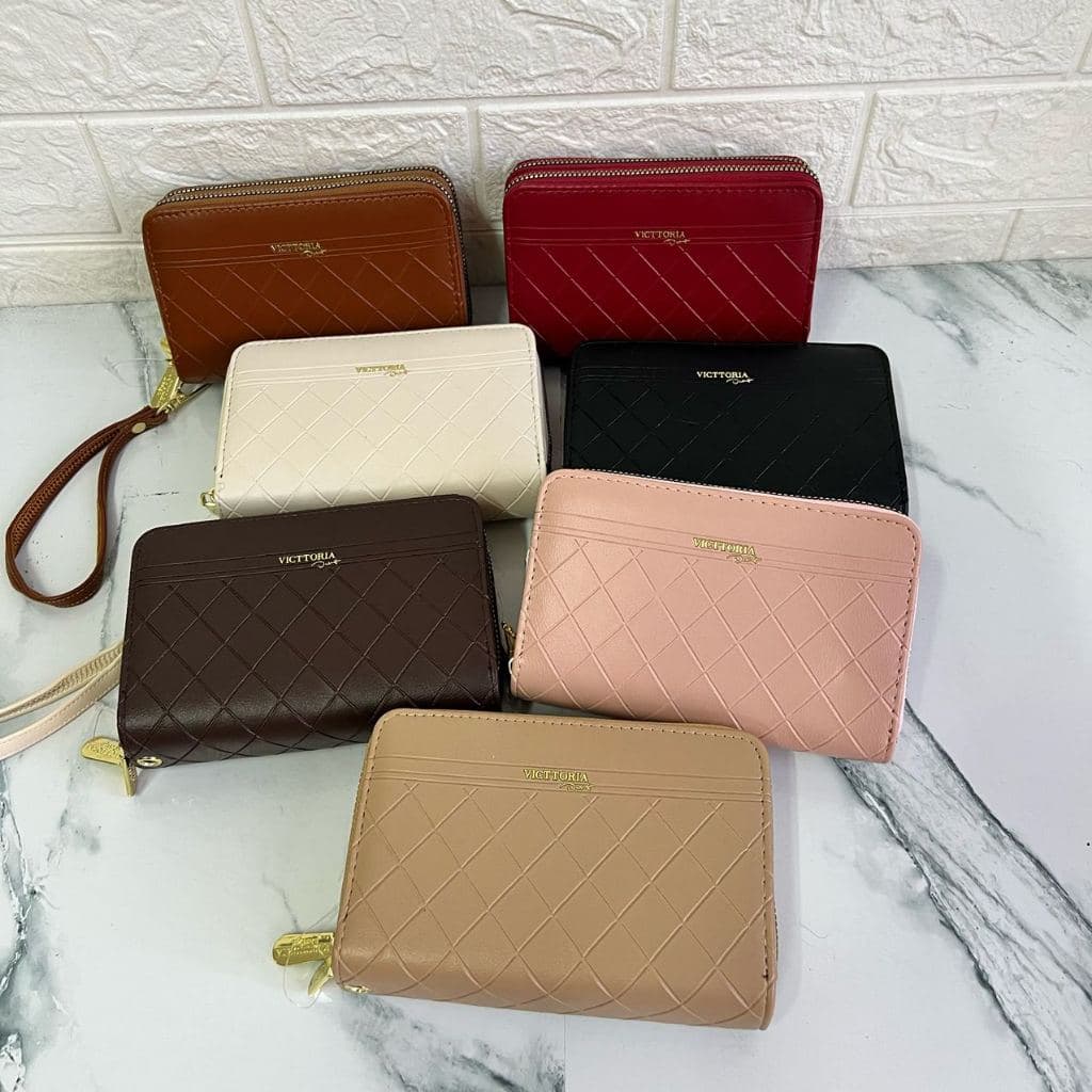 Carteira Feminina Média Porta Cartão 2 Ziper  Couro Lancamento