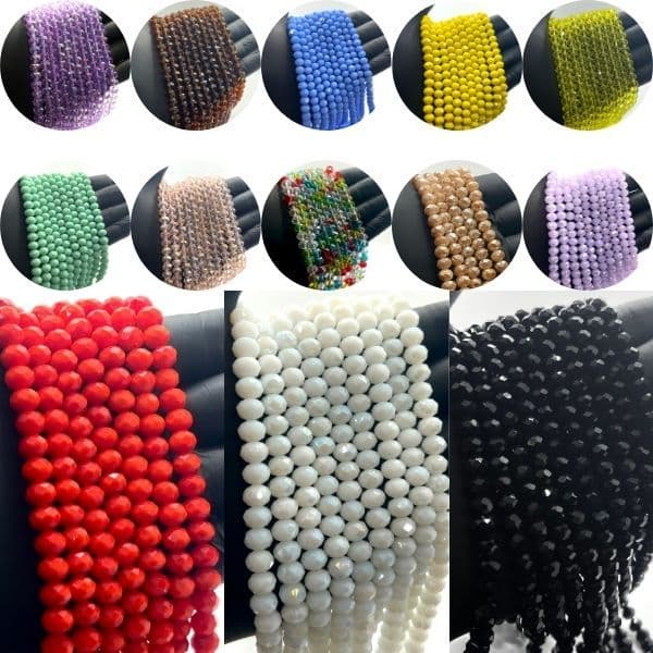 10 Fios de cristal facetado de vidro 8mm aprox 67 peças por fio