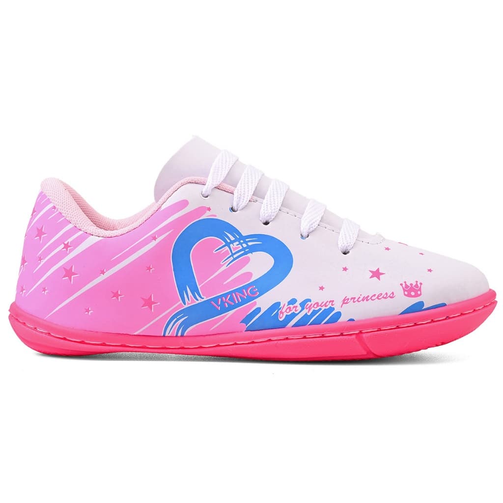 Tênis Infantil  menina Futsal Vking Branco Pink do 26 ao 33 Confortável
