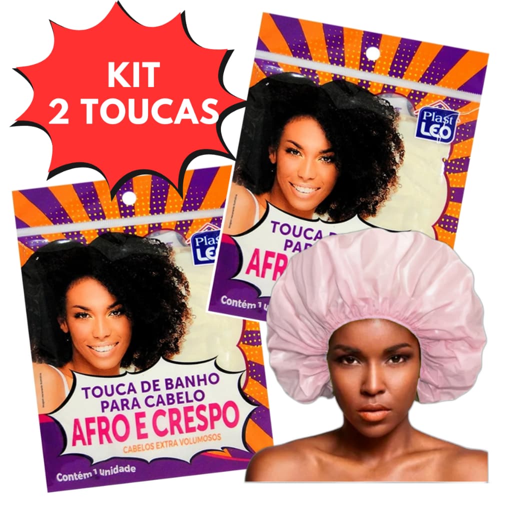 kit 2 Toucas De Banho Cabelo Grande Volumoso Afro Tranças Black Power Kit C/2