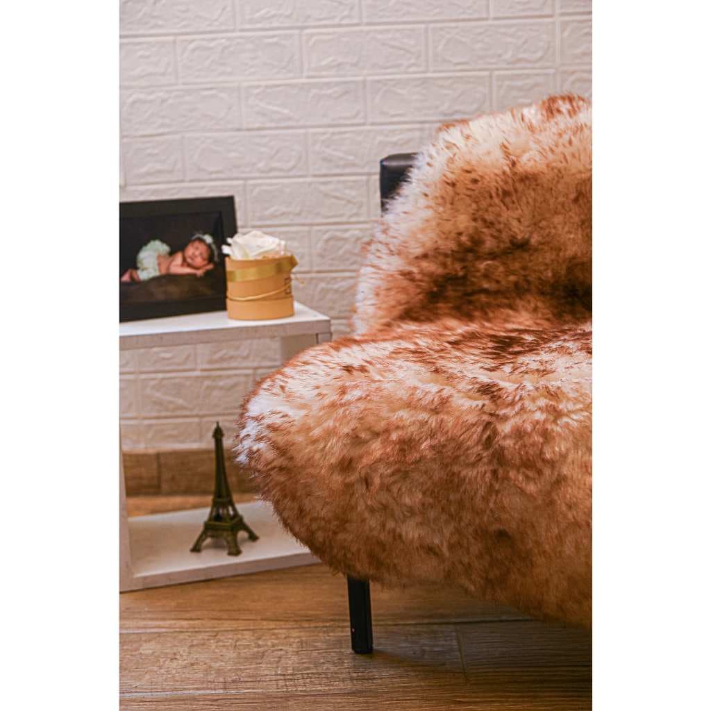 Pelego Chamuscado Natural de Ovelha Lã Alta M