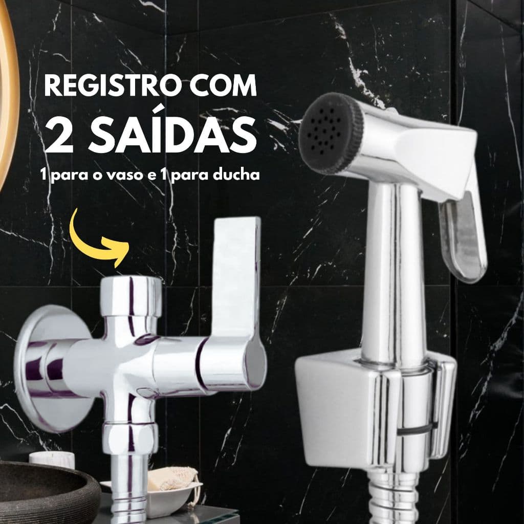 Ducha Higiênica Com 2 Saídas Banheiro Metal Chuveirinho Intimo Com Derivação Caixa Acoplada