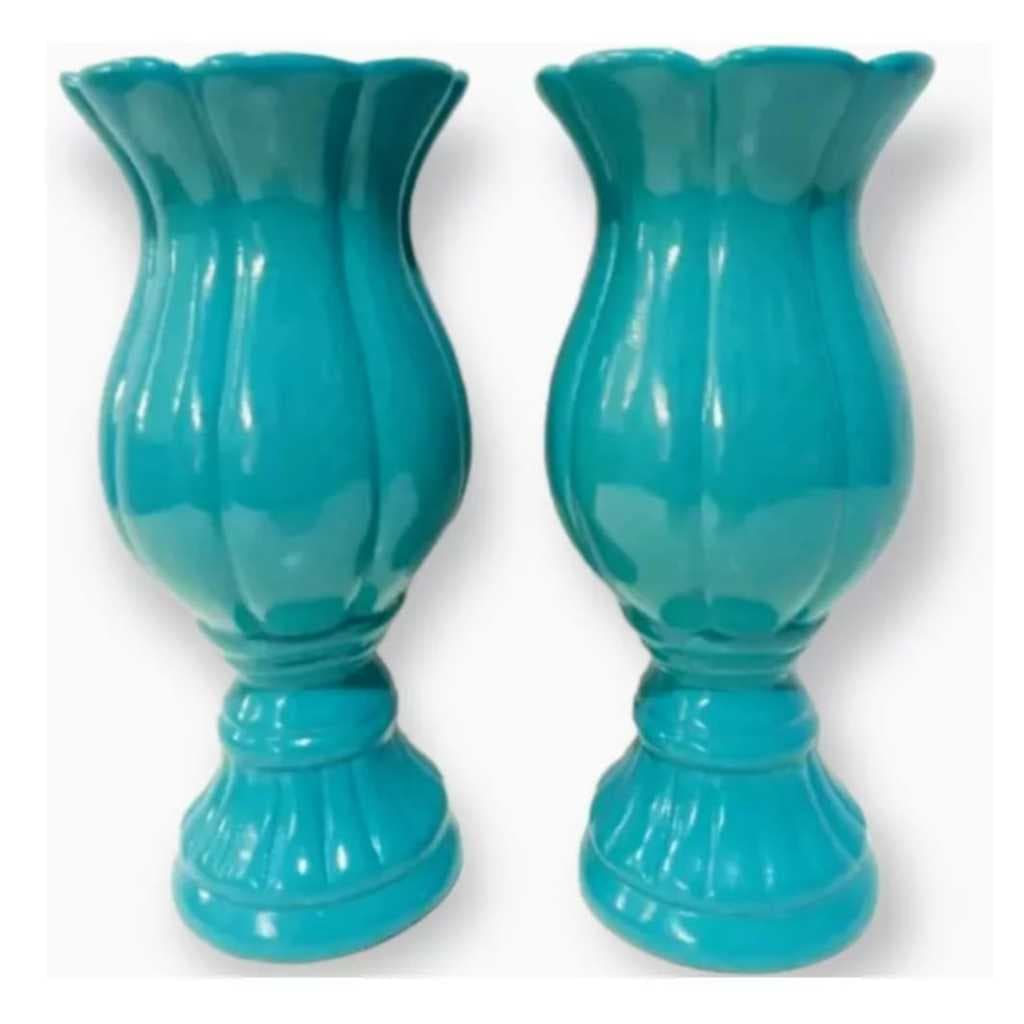 KIT 2 VSO TULIPA PEQUENO CERAMICA P\ DECORAÇÃO DE FESTA 24 CM ALT