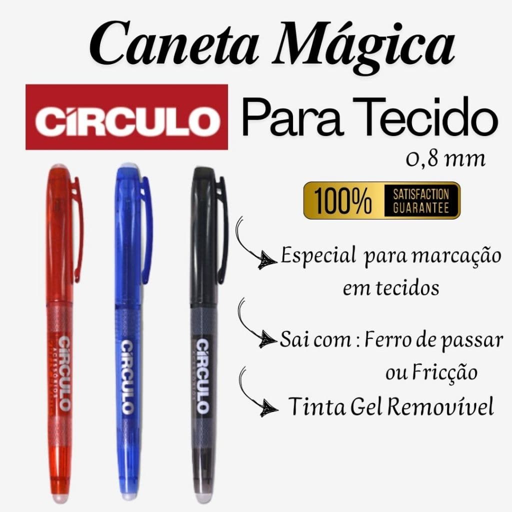 KIT Caneta Mágica para tecido Círculo - Tinta gel removível
