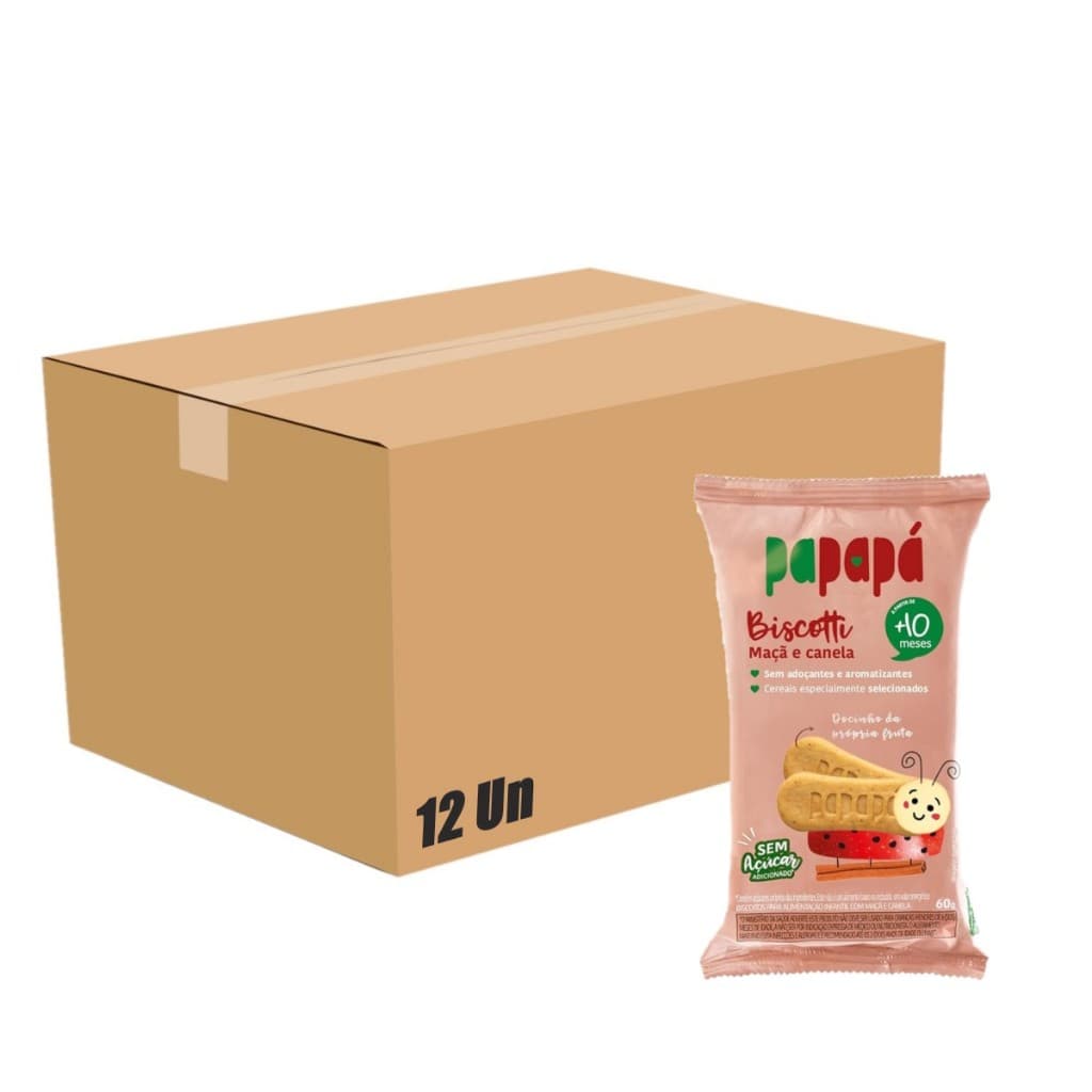 Biscoito Infantil Biscotti Maçã E Canela Papapá 60g Kit 12un