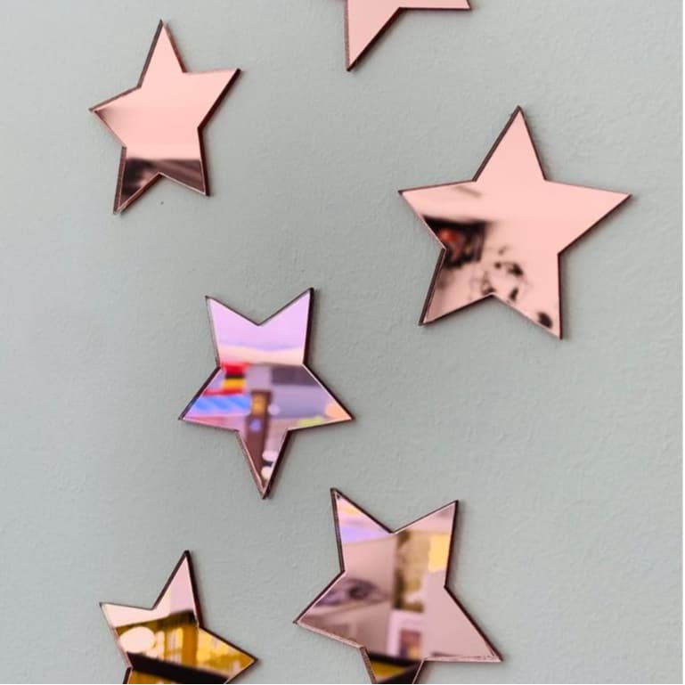 Kit 20 Estrelas Decorativas em Acrílico Espelhado