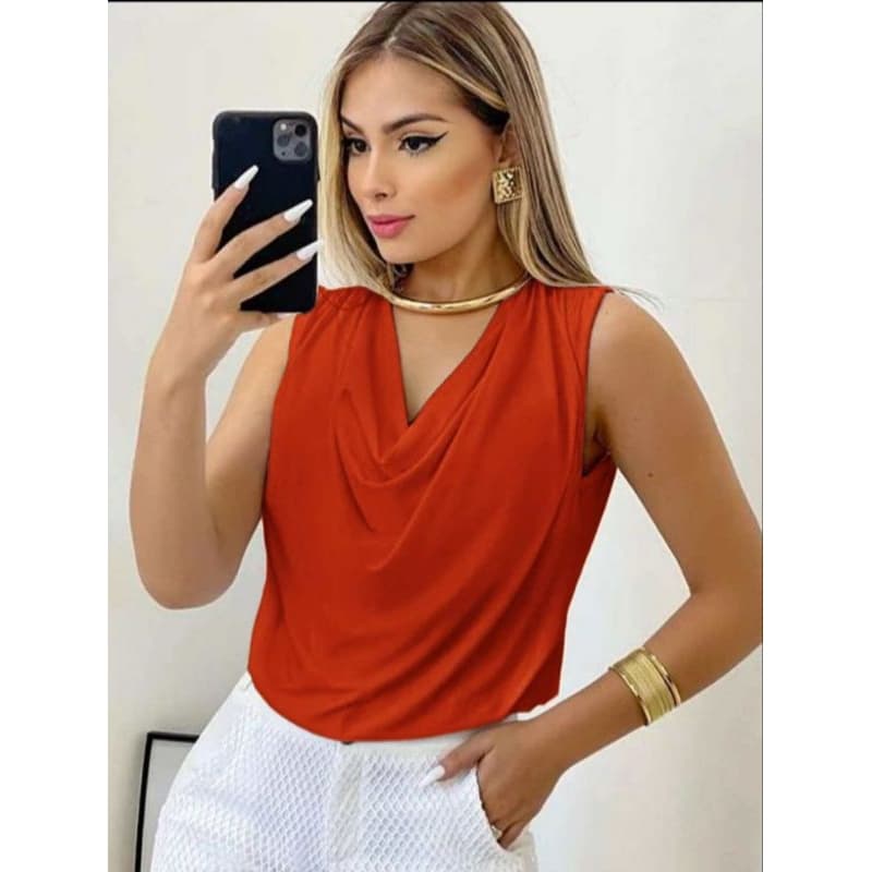 Regata Blusa Feminina Gola Boba Elegante