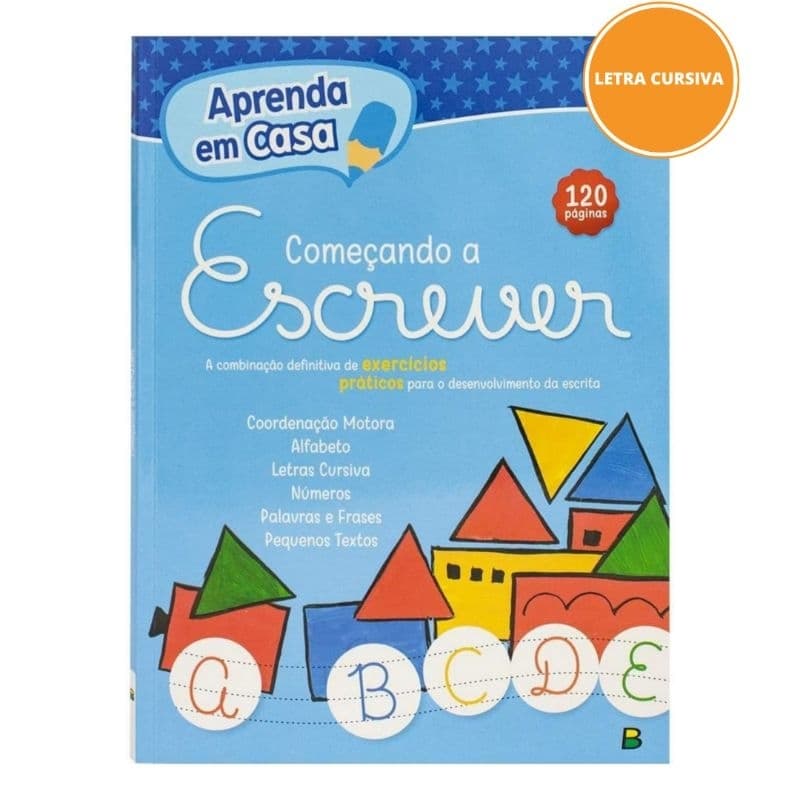 Aprenda em casa: Começando a escrever (azul) caligrafia letra cursiva