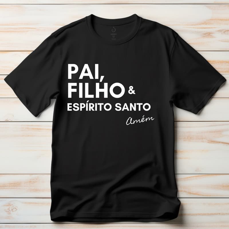 Camiseta Unissex Pai, Filho e Espírito Santo Oração Católica Plus Size