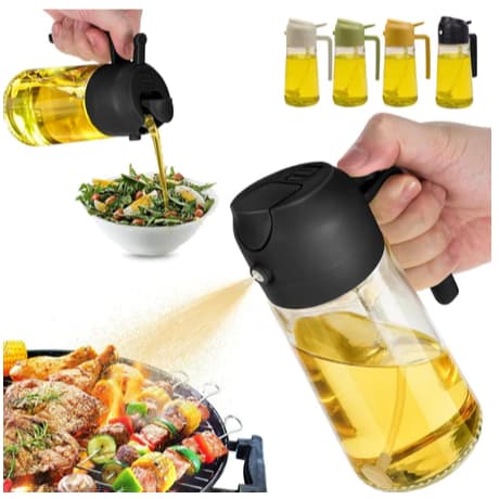 Galheteiro Spray Borrifador Dosador 2 em 1 Para Azeite Vinagre Oléo Vidro Vinagreiro Azeiteiro Cozinha 470ML