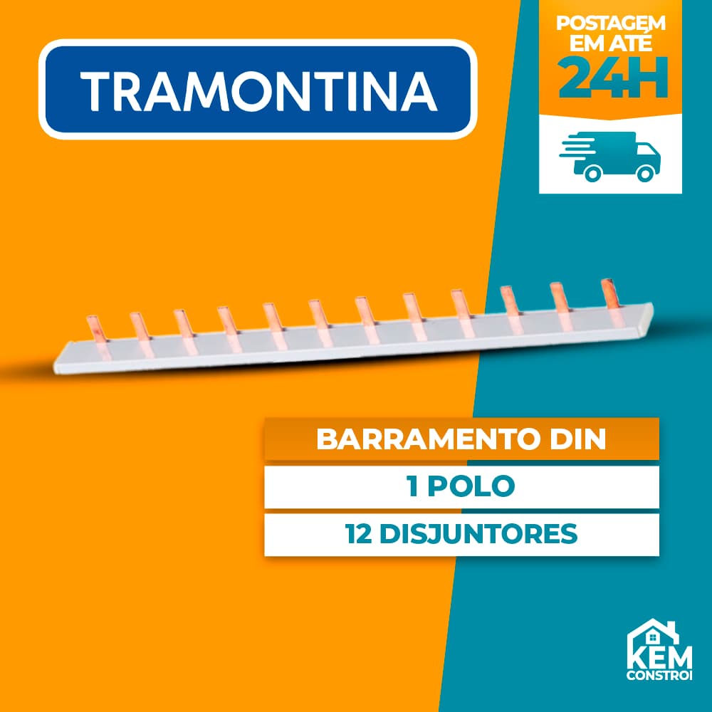 Barramento Din 1 Polo 12 Disjuntores Tramontina