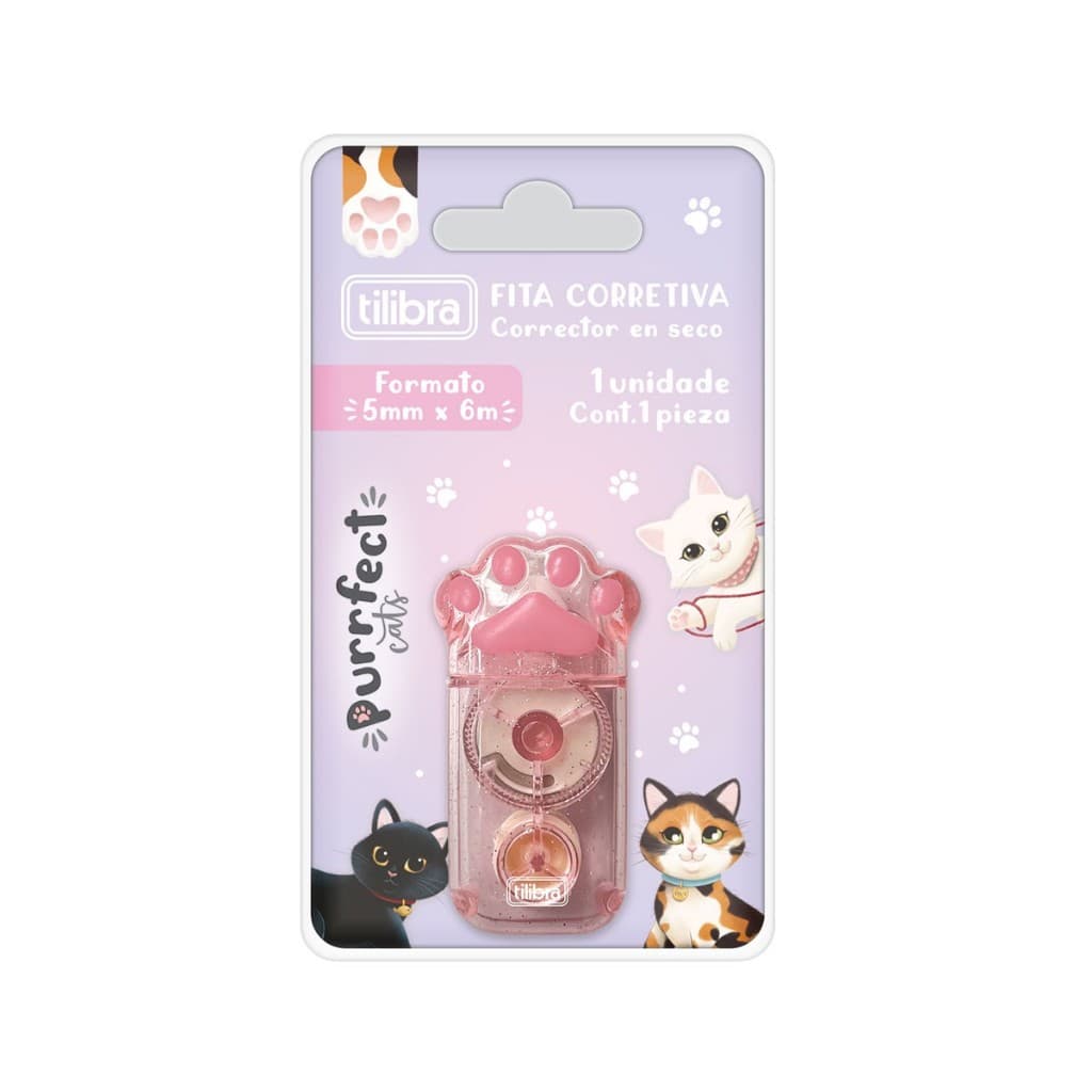 Fita Corretiva (Corretivo em Fita) Purrfect Cats Patinha de Gato 5 mm x 6 m - Tilibra