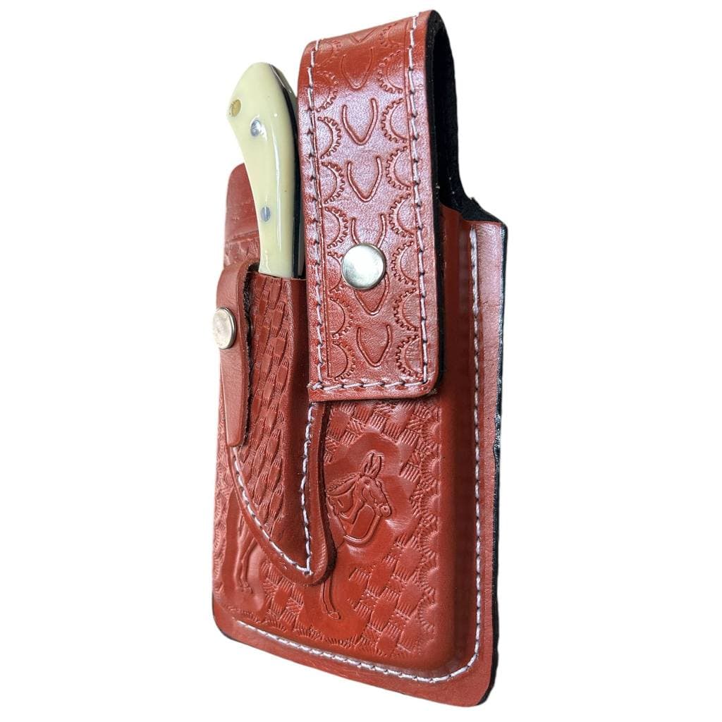Bainha/Capinha Para Celular Em Couro e Faquinha Muladeira