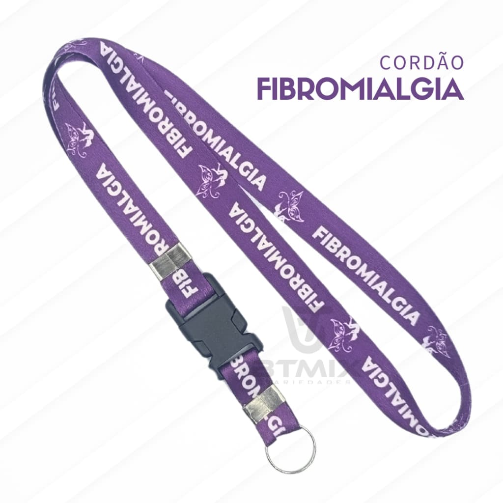 Cordão de Identificação Fibromialgia c/ Porta Crachá Transparente
