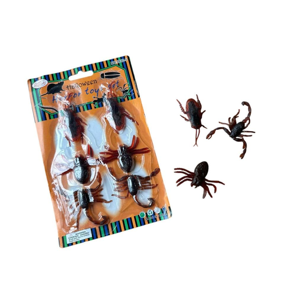 Kit c/6 Insetos Barata Aranha e Escorpião de Brinquedo Mentira Realista Pegadinha Magica Decoração Halloween