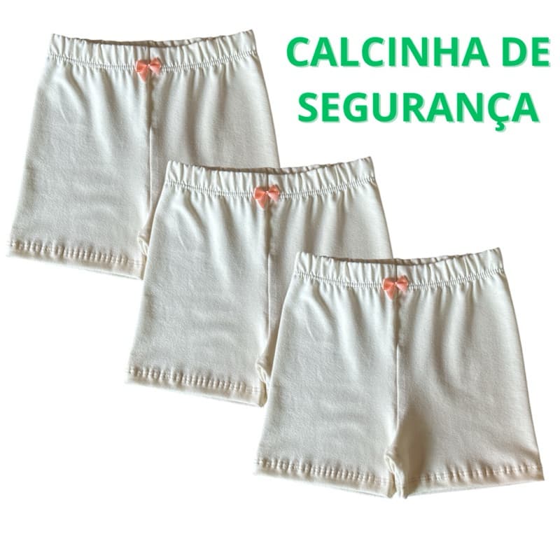Kit 3 Calcinha de Segurança Infantil Cotton Algodão Menina 2 a 12 Anos (0046)