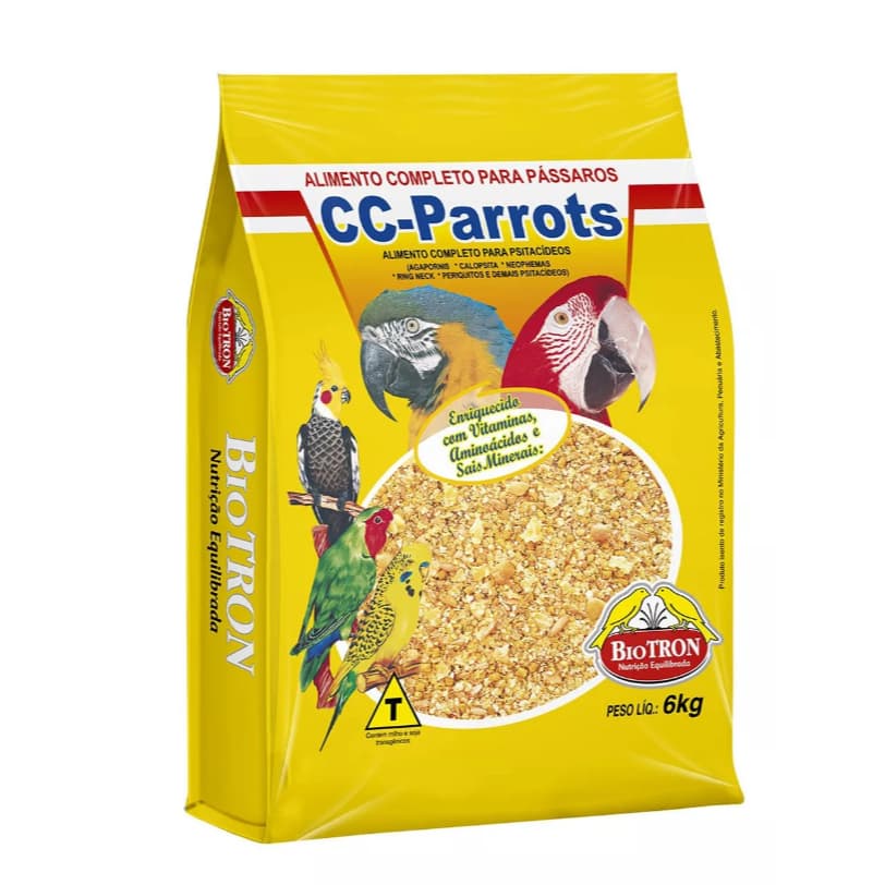Cc Parrots 6kg Ração Farinhada Para Psitacídeos Biotron