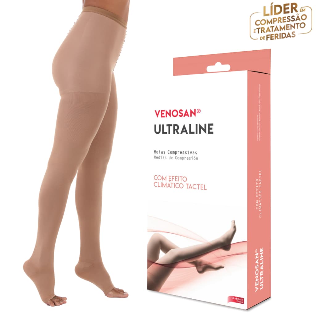 Meia Calça Venosan Ultraline 4000 Compressão 20-30mmhg Pé Aberto Bege