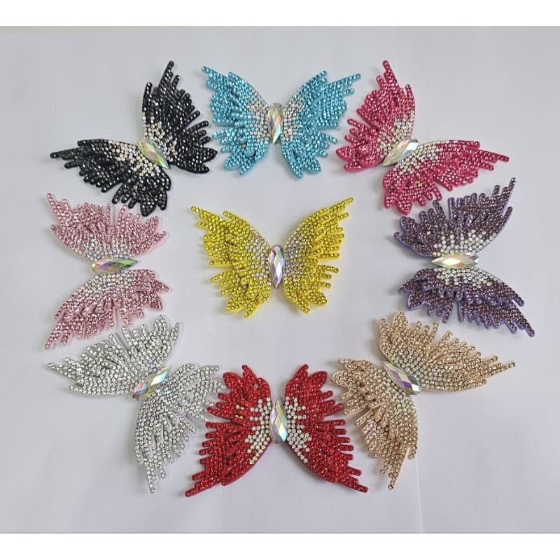 cabedal borboleta feltro com strass vendido por par