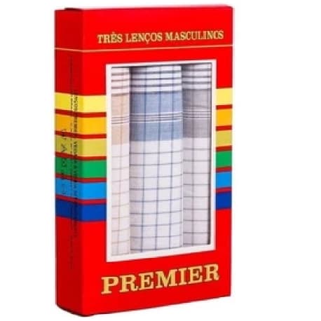 CAIXA COM 3 LENÇOS PREMIER QUADRICULADO .