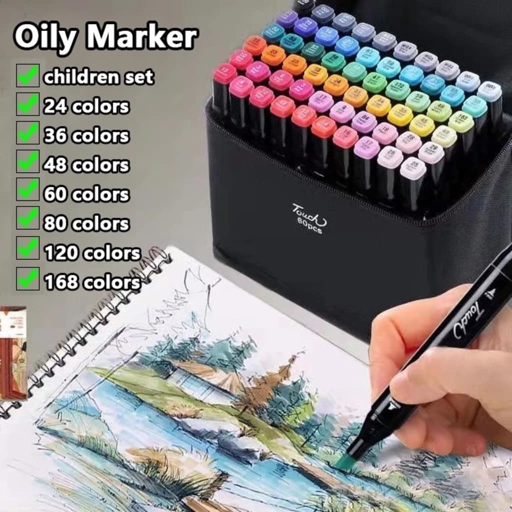 24/36/48/60/80 Cores Marker Caneta Marcadora Com Ponta Dupla/Pintura De Arte/Aquarela/Material Escolar/Escritório