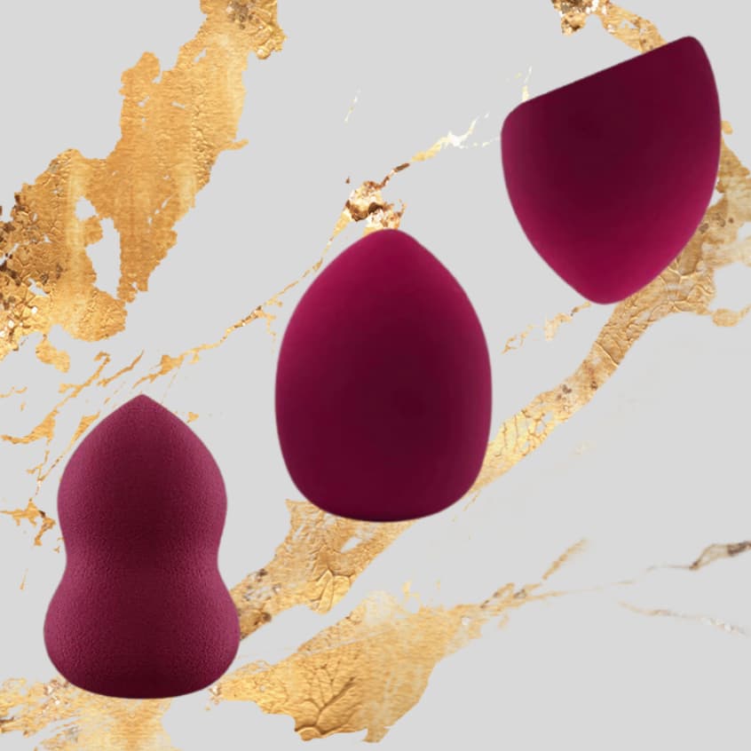 Kit Com 3 Esponjas Maquiagem Roxa Chanfrada Blender E Gota 365-053-123