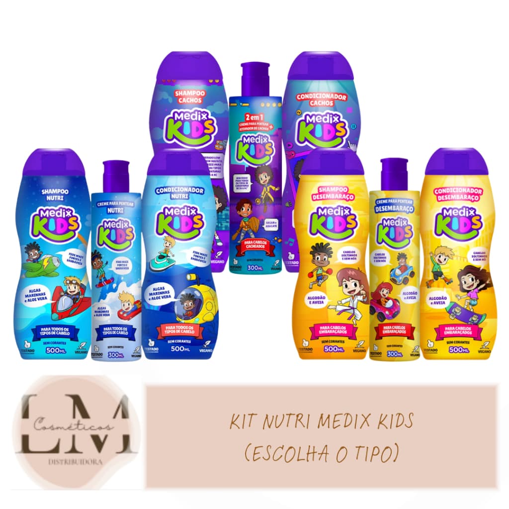 Kit Medix Kids Sh 500ml + Cond 500ml e Creme 300ml (Escolha o Tipo)