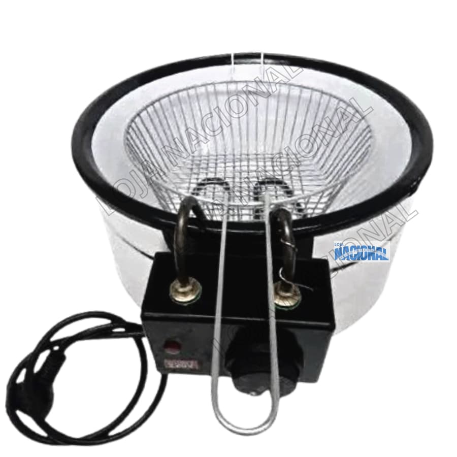 Fritadeira Elétrica Industrial Residencial 3,5L Tacho Esmaltado Redondo Batata Coxinha Frango Pastel