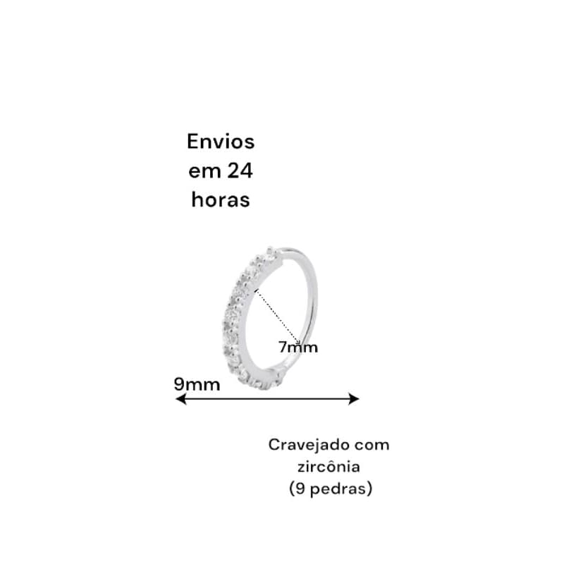 Piercing Nariz cravejado com zircônia , Helix,Daith Prata 925  COD:45P