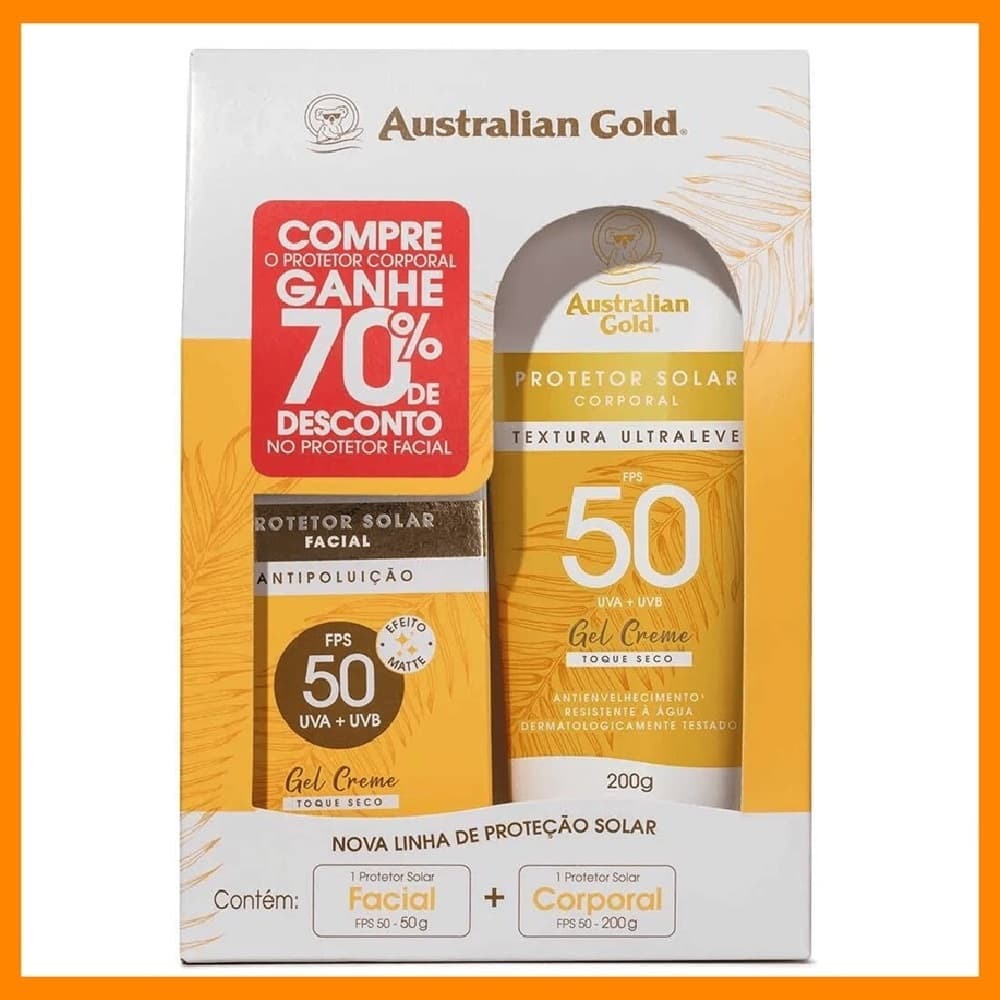 Kit Australian Gold Protetor Solar Corporal FPS50 200g + Facial FPS50 50g - Kit de Protetor Solar