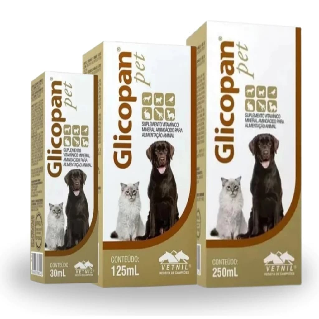 Glicopan Pet Suplemento Vitamínico Para Cães, Gatos, Aves, Roedores, Répteis e Mustelídeos